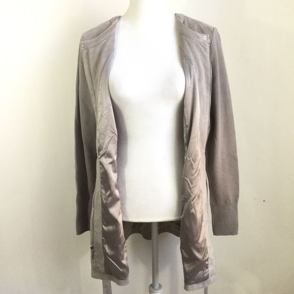H BY Halston By Halston Faux Suede Zip Front Jacket Zip Up Belted Size 10 - Picture 6 of 8